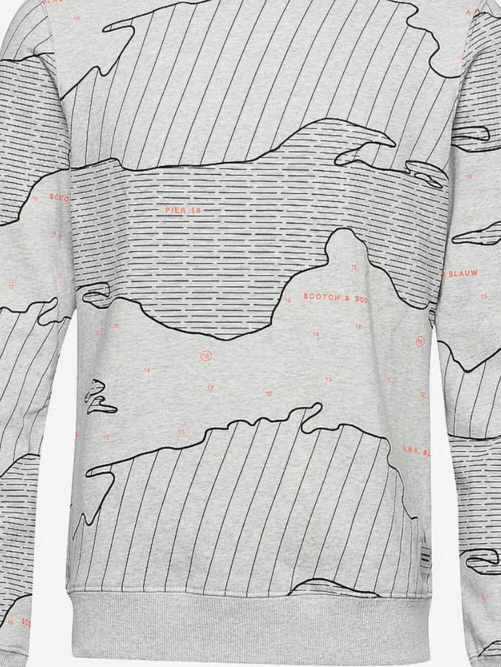 Scotch & Soda Men's All-Over Wave & Topography Print Crewneck Sweatshirt SZ XXL